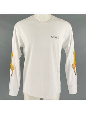 CHRISTIAN DADA Size XS White Gold Embroidery Cotton Long Sleeve T-shirt